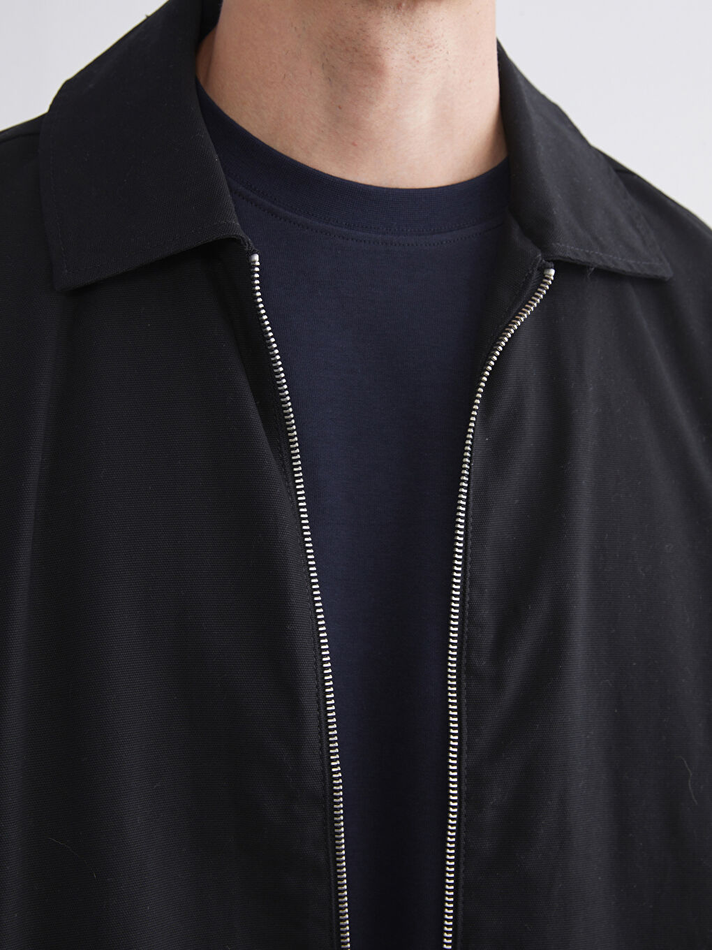 Siyah Rahat Kalıp Gömlek Yaka Erkek Ceket-4