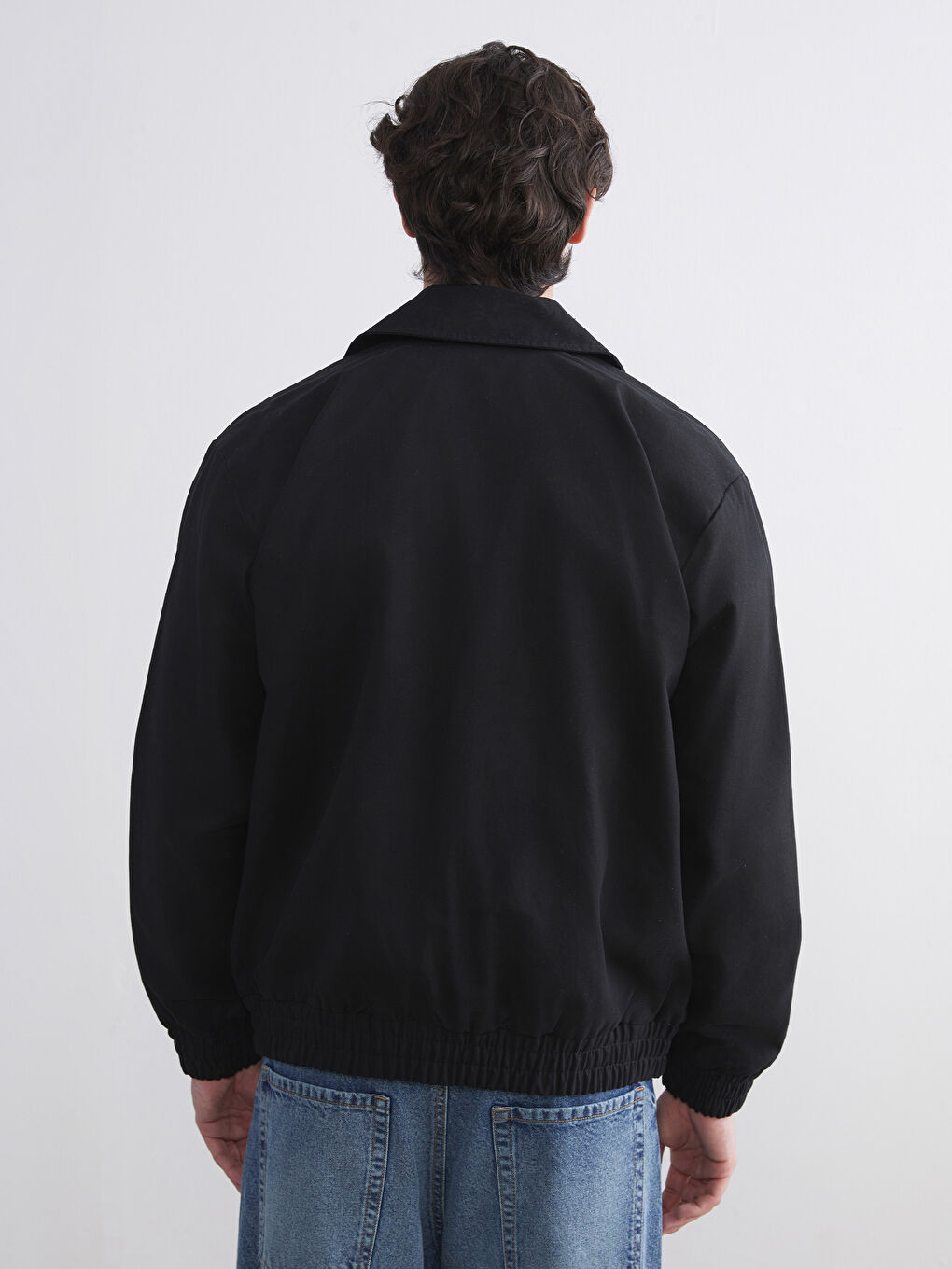 Siyah Rahat Kalıp Gömlek Yaka Erkek Ceket-5