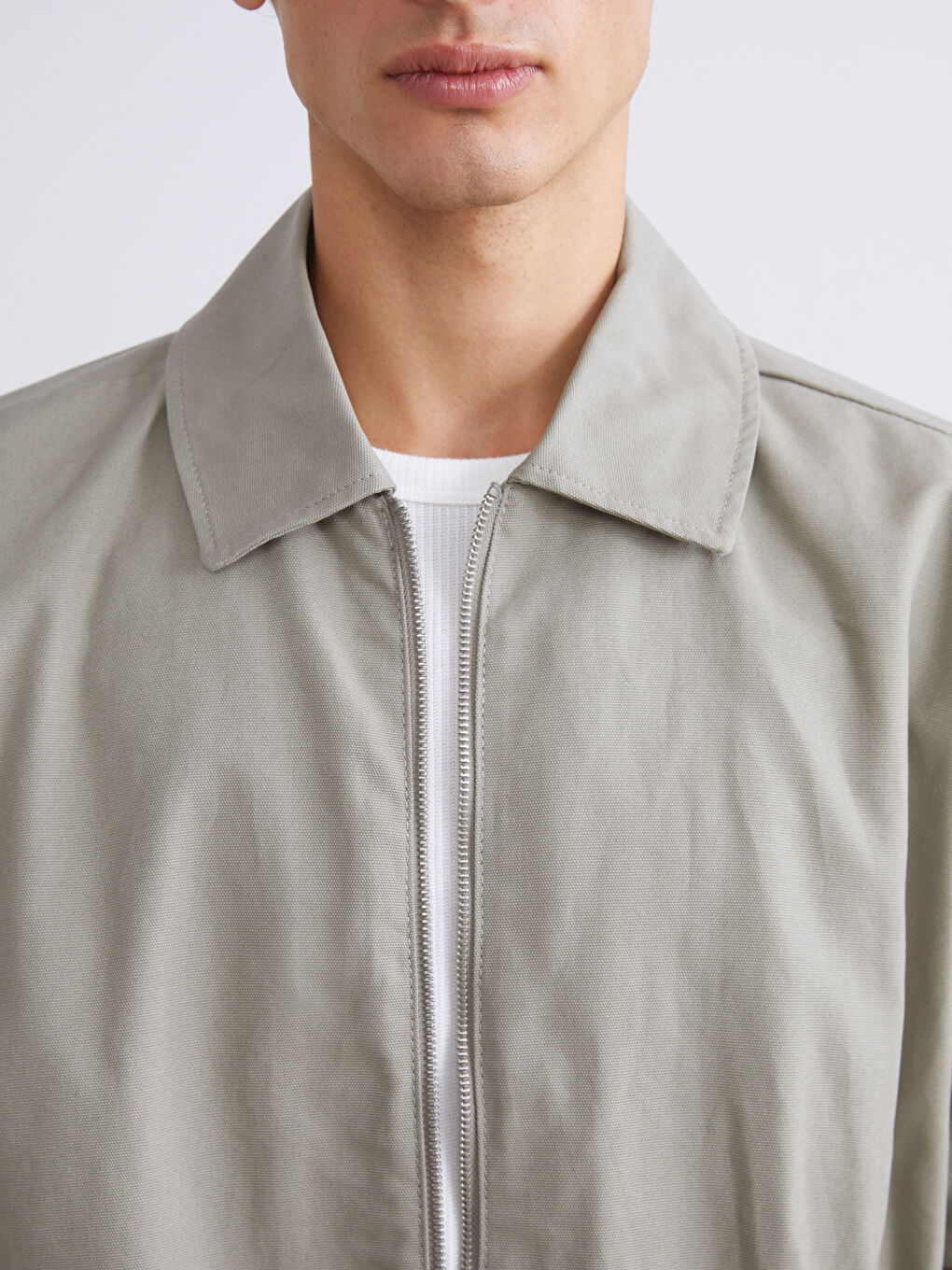 Haki Rahat Kalıp Gömlek Yaka Erkek Ceket-3