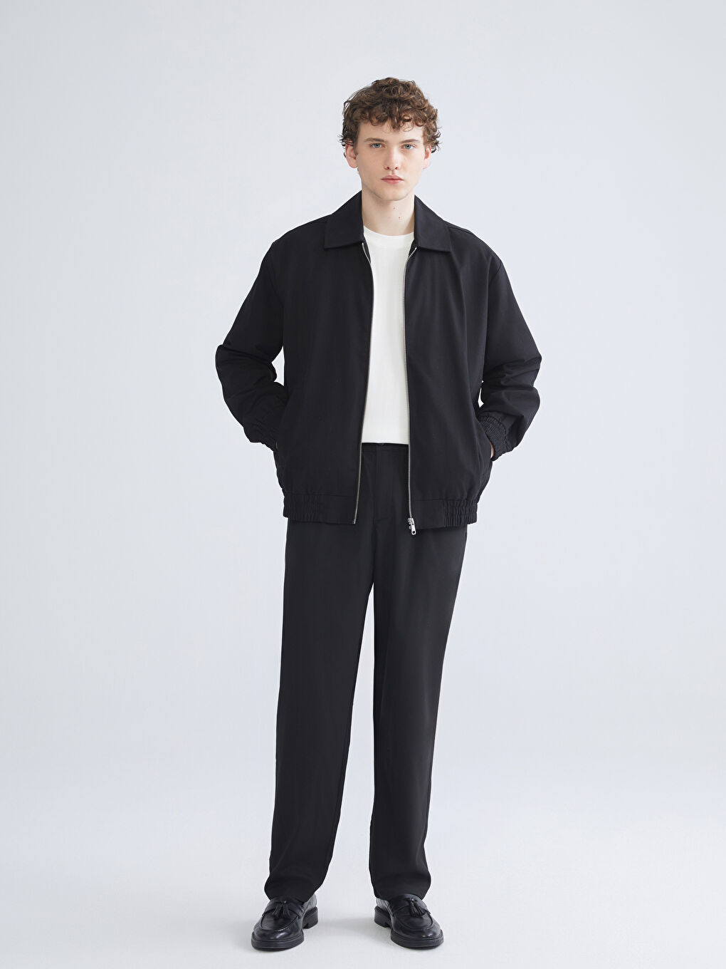 Relaxed Fit Collared Neck Men's Coat-1