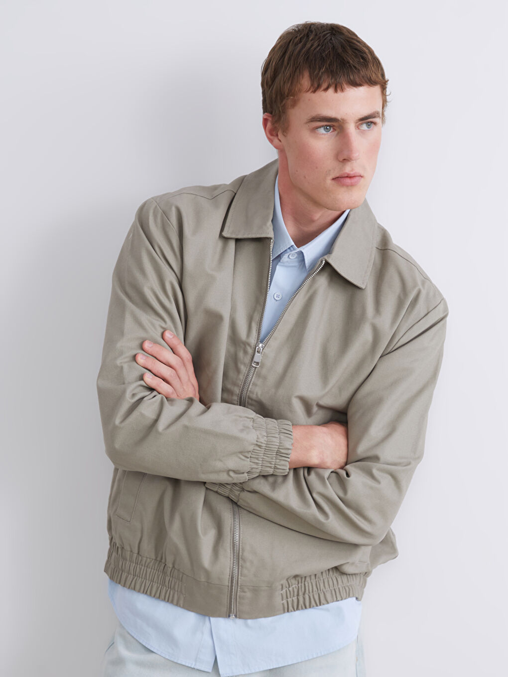 Relaxed Fit Collared Neck Men's Coat