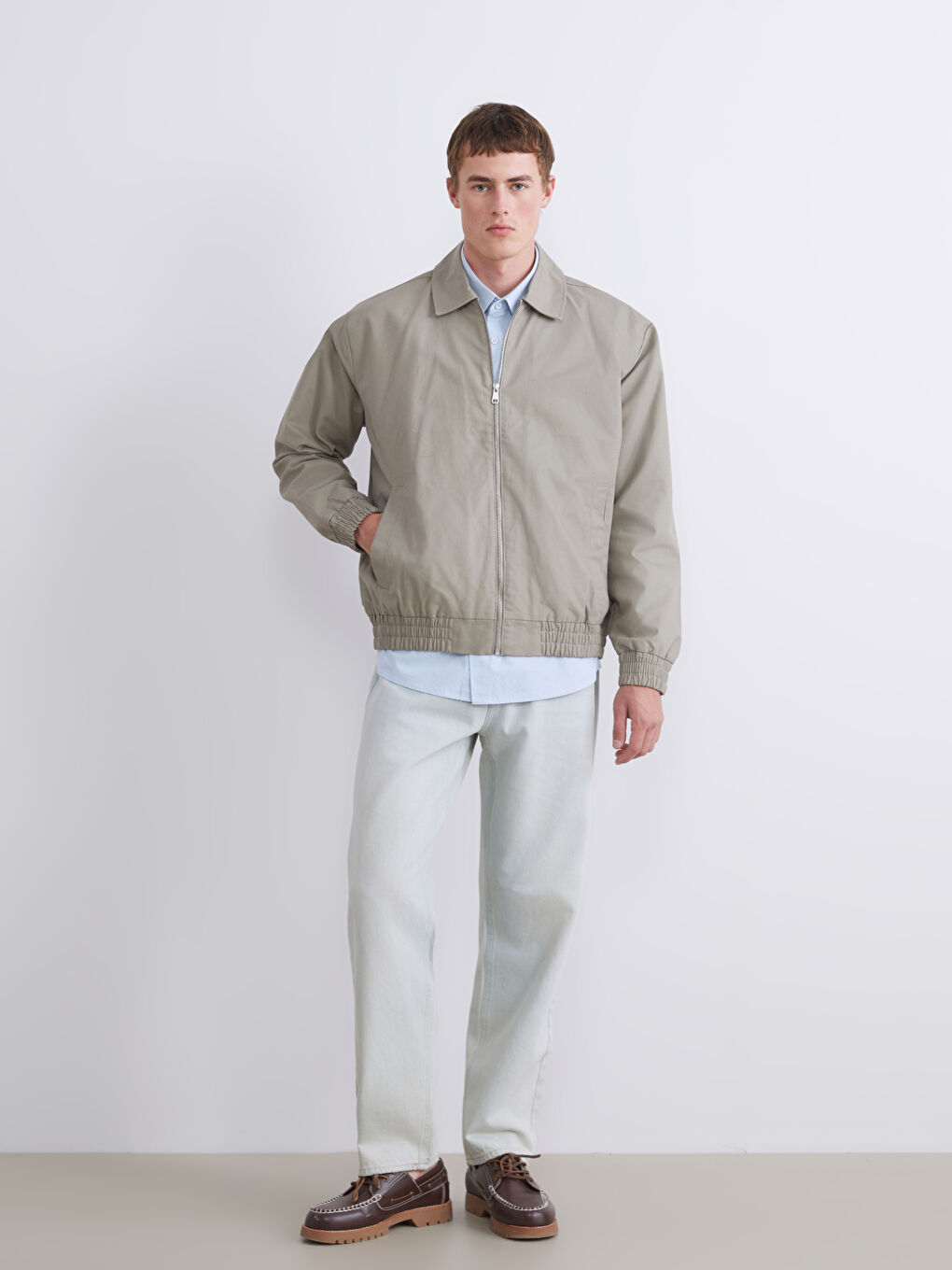 Relaxed Fit Collared Neck Men's Coat-1