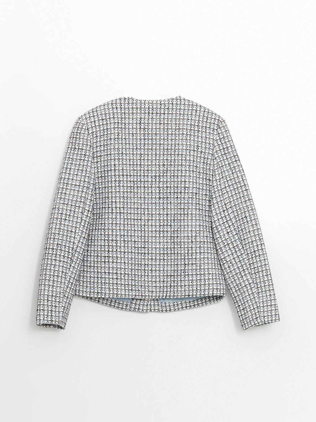 LCWAIKIKI Classic Crew Neck Plaid Women's Tweed Jacket -W55107Z8-LLC