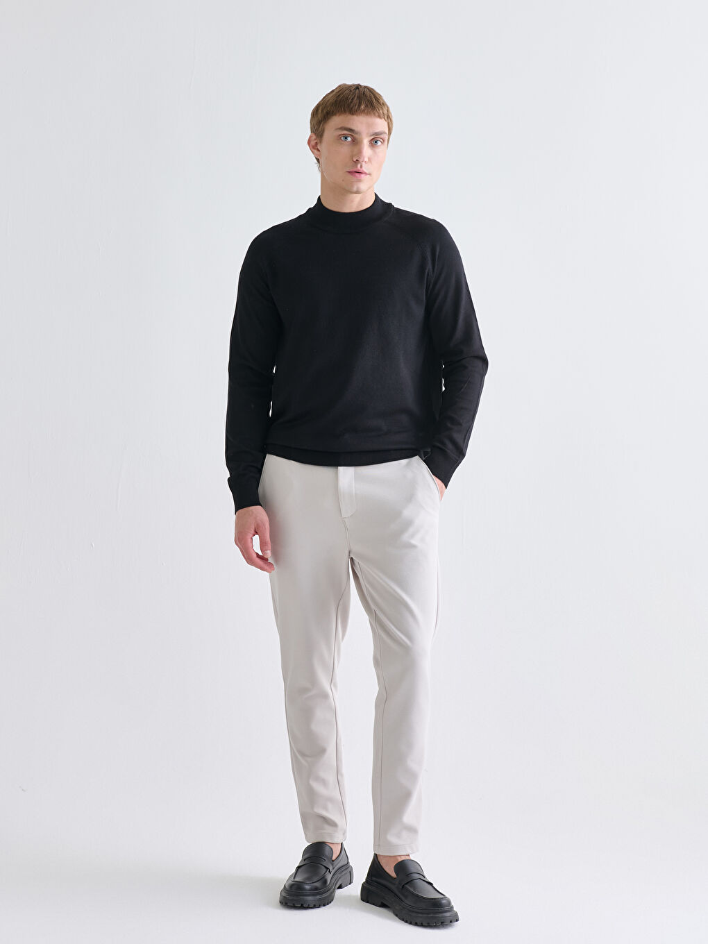 Half Turtleneck Long Sleeve Men's Knitwear Sweater-1