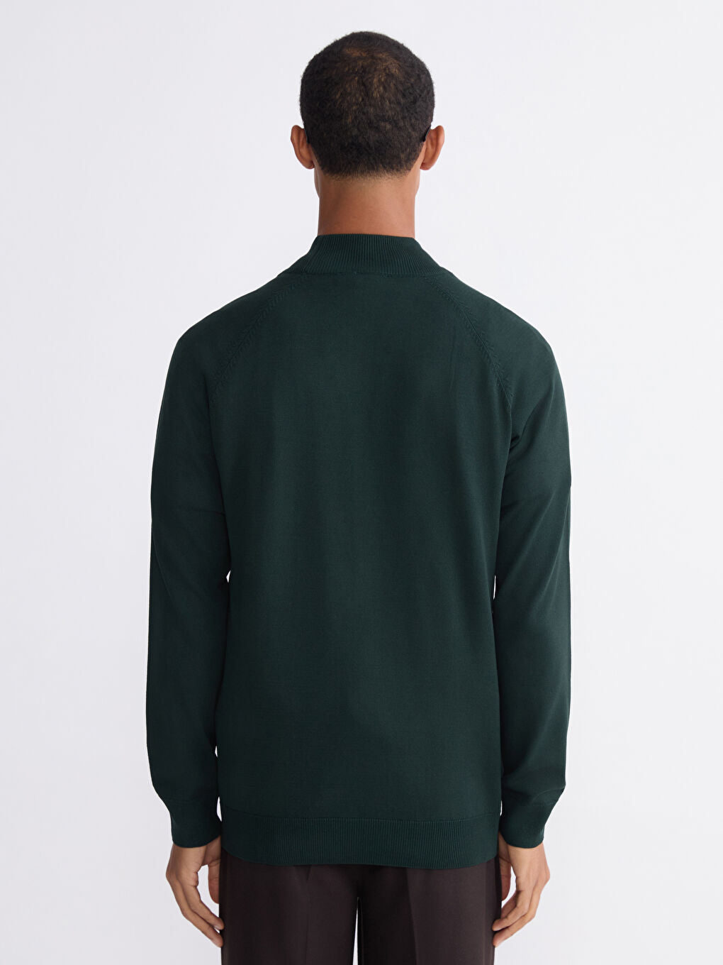 Yeşil Yarım Balıkçı Yaka Uzun Kollu Erkek Triko Kazak-3