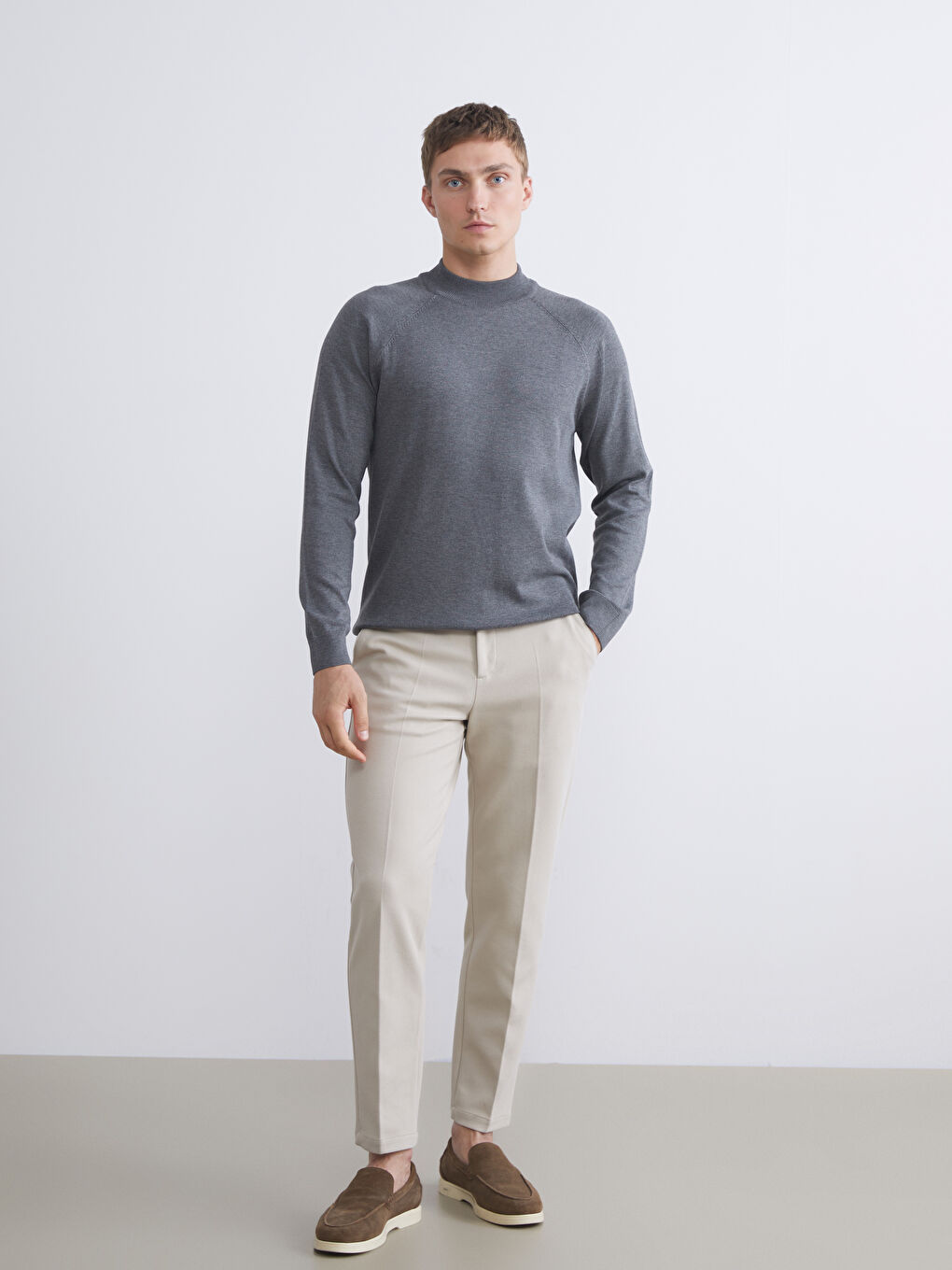 LCW Vision Half Turtleneck Long Sleeve Men's Knitwear Sweater -W55109Z8-LAL