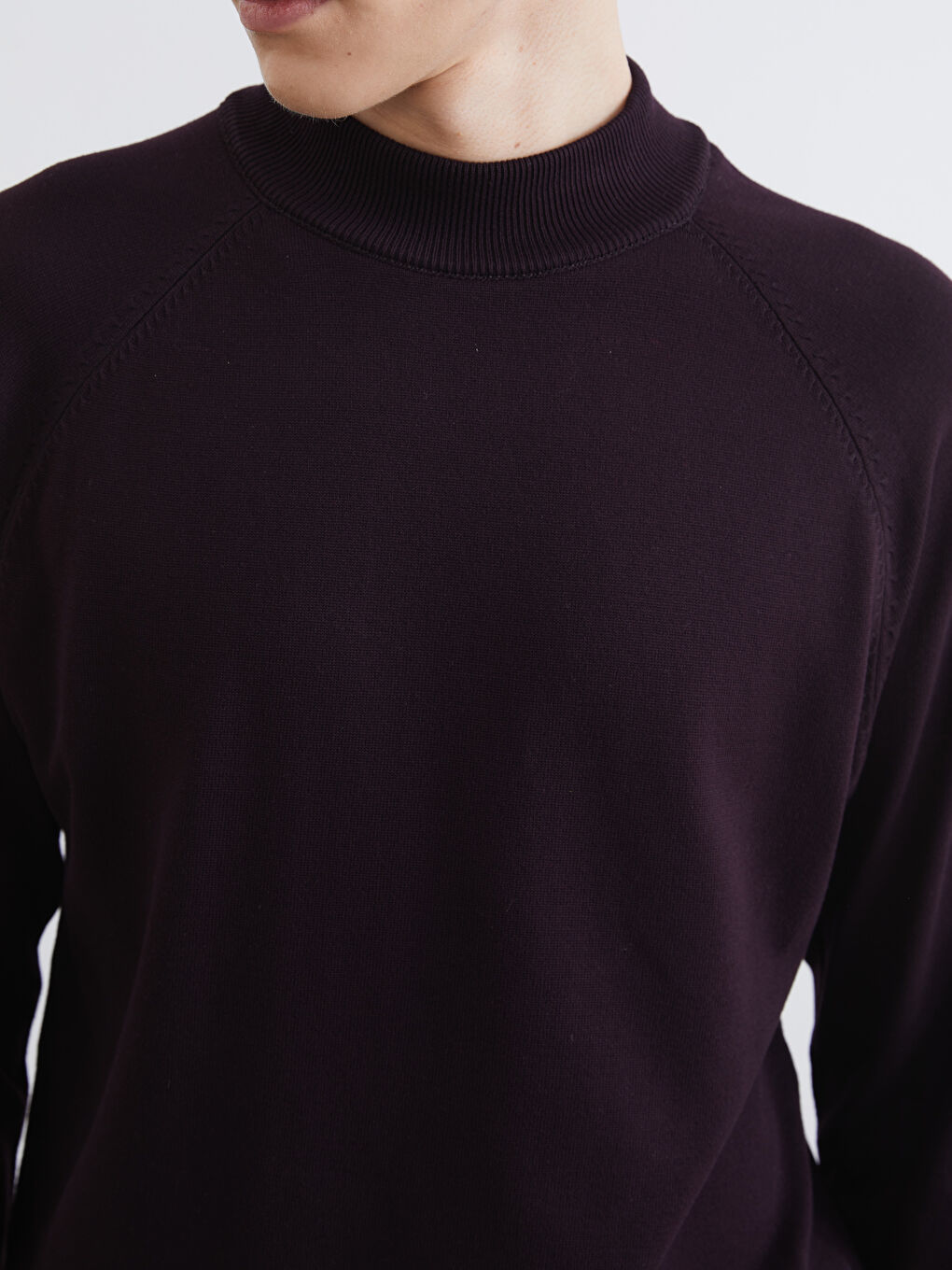 Mürdüm Yarım Balıkçı Yaka Uzun Kollu Erkek Triko Kazak-2