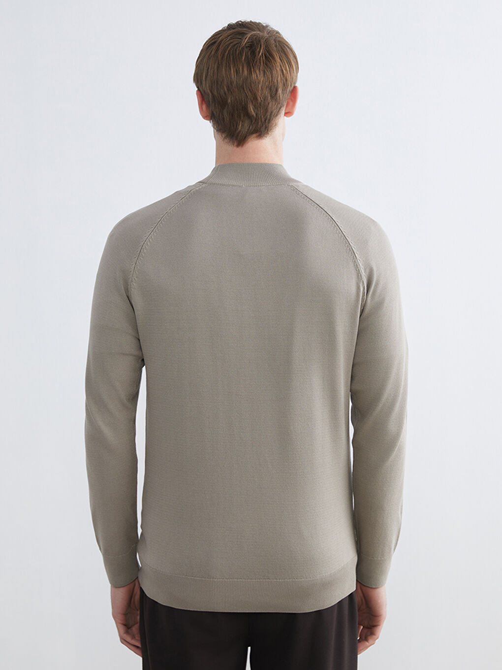 Kahverengi Yarım Balıkçı Yaka Uzun Kollu Erkek Triko Kazak-3