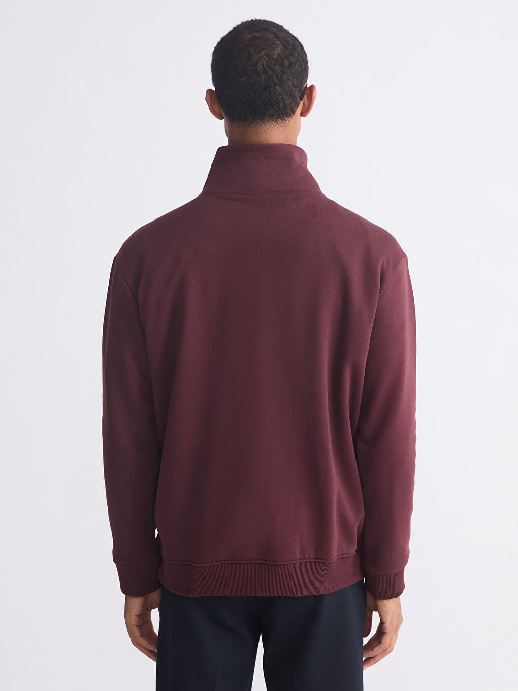 سویتشێرتی ئەستووری زیپدار بۆ پیاوان یەخەی قیفی-3