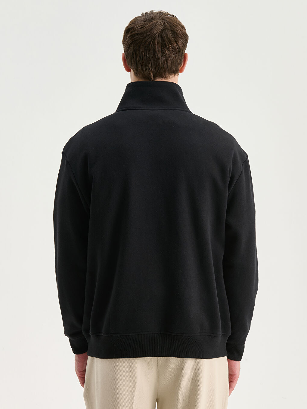 Zippered Funnel Neck Men's Thick Sweatshirt-3