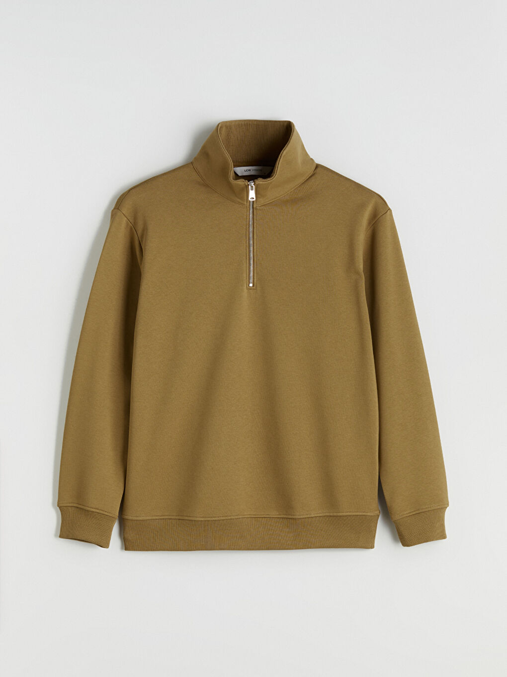 سویتشێرتی ئەستووری زیپدار بۆ پیاوان یەخەی قیفی-4