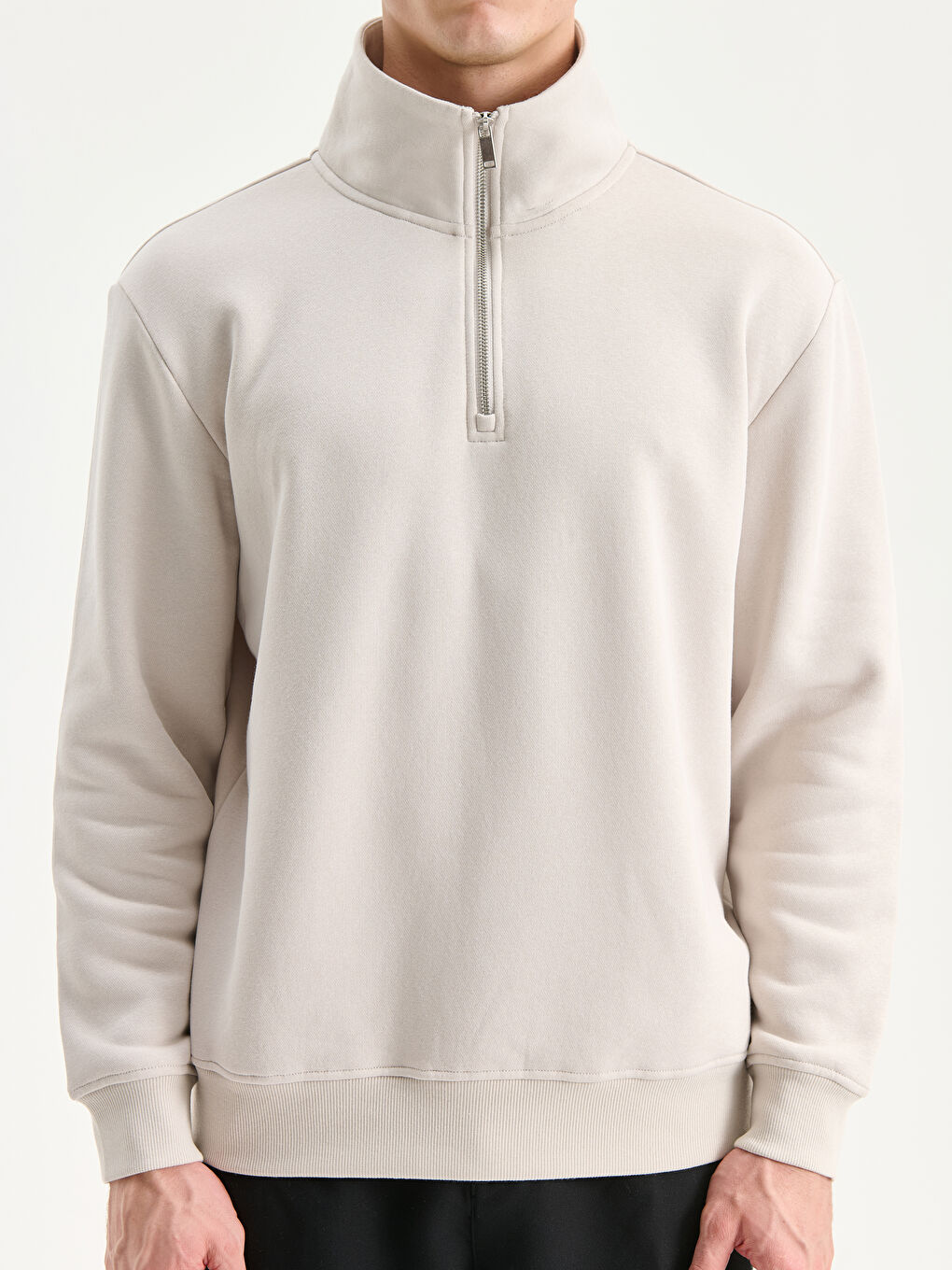 Zippered Funnel Neck Men's Thick Sweatshirt-2