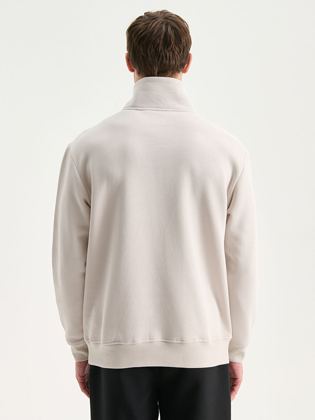 Zippered Funnel Neck Men's Thick Sweatshirt-3