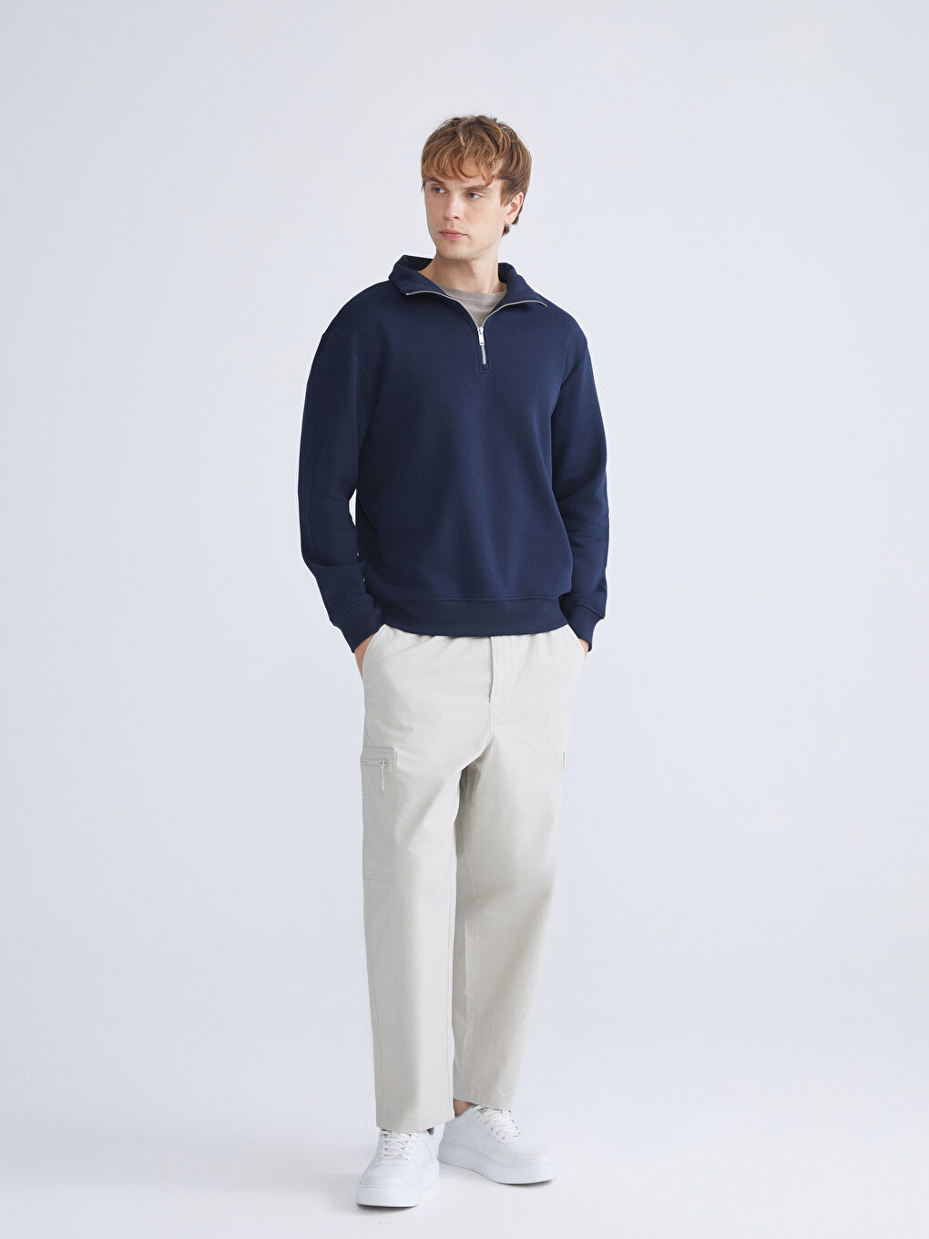 Толстовка с молнией и воротником-труба для мужчин-1