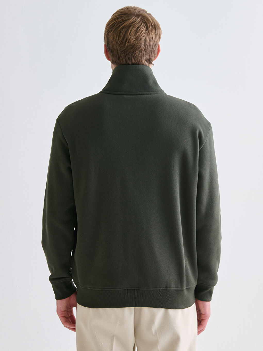Zippered Funnel Neck Men's Thick Sweatshirt-3