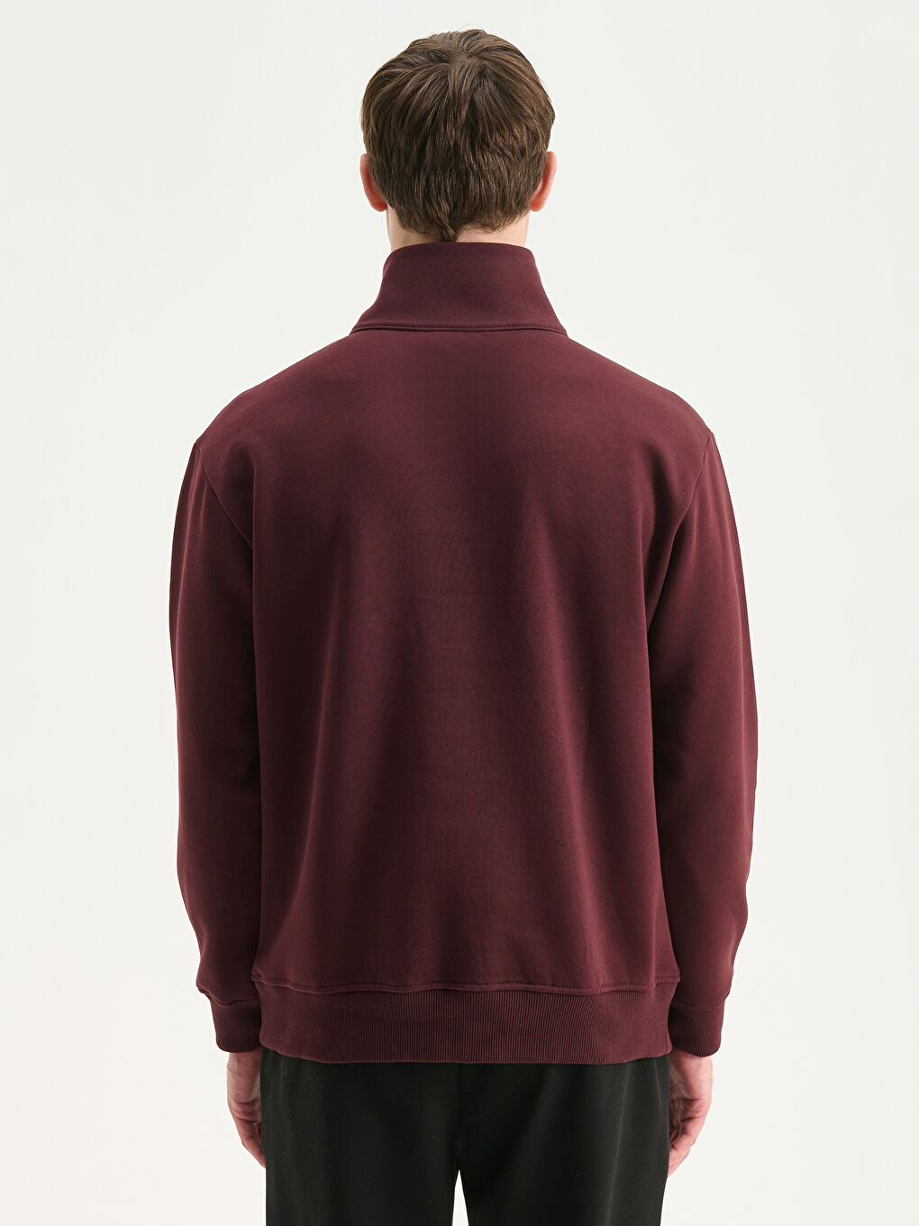 سویتشێرتی ئەستووری زیپدار بۆ پیاوان یەخەی قیفی-3