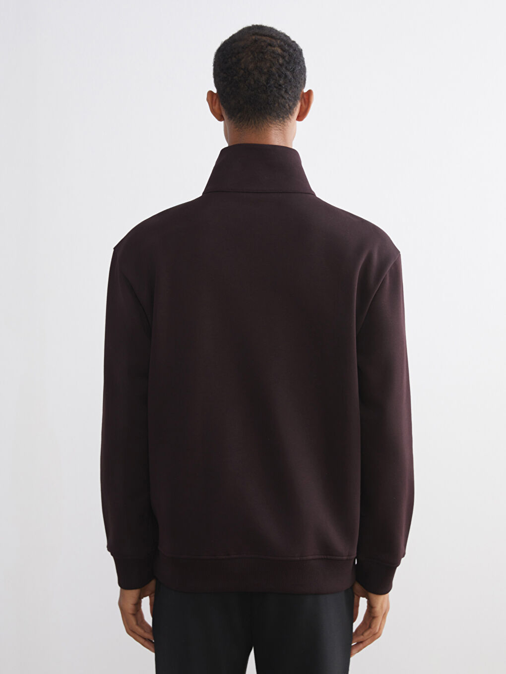 سویتشێرتی ئەستووری زیپدار بۆ پیاوان یەخەی قیفی-3