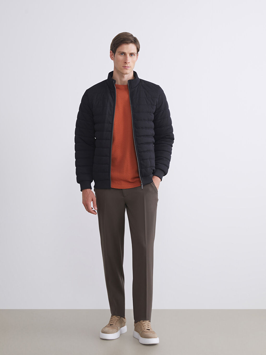 LCW Vision Funnel Neck Quilted Men's Zip-Up Sweatshirt -W55118Z8-CVL