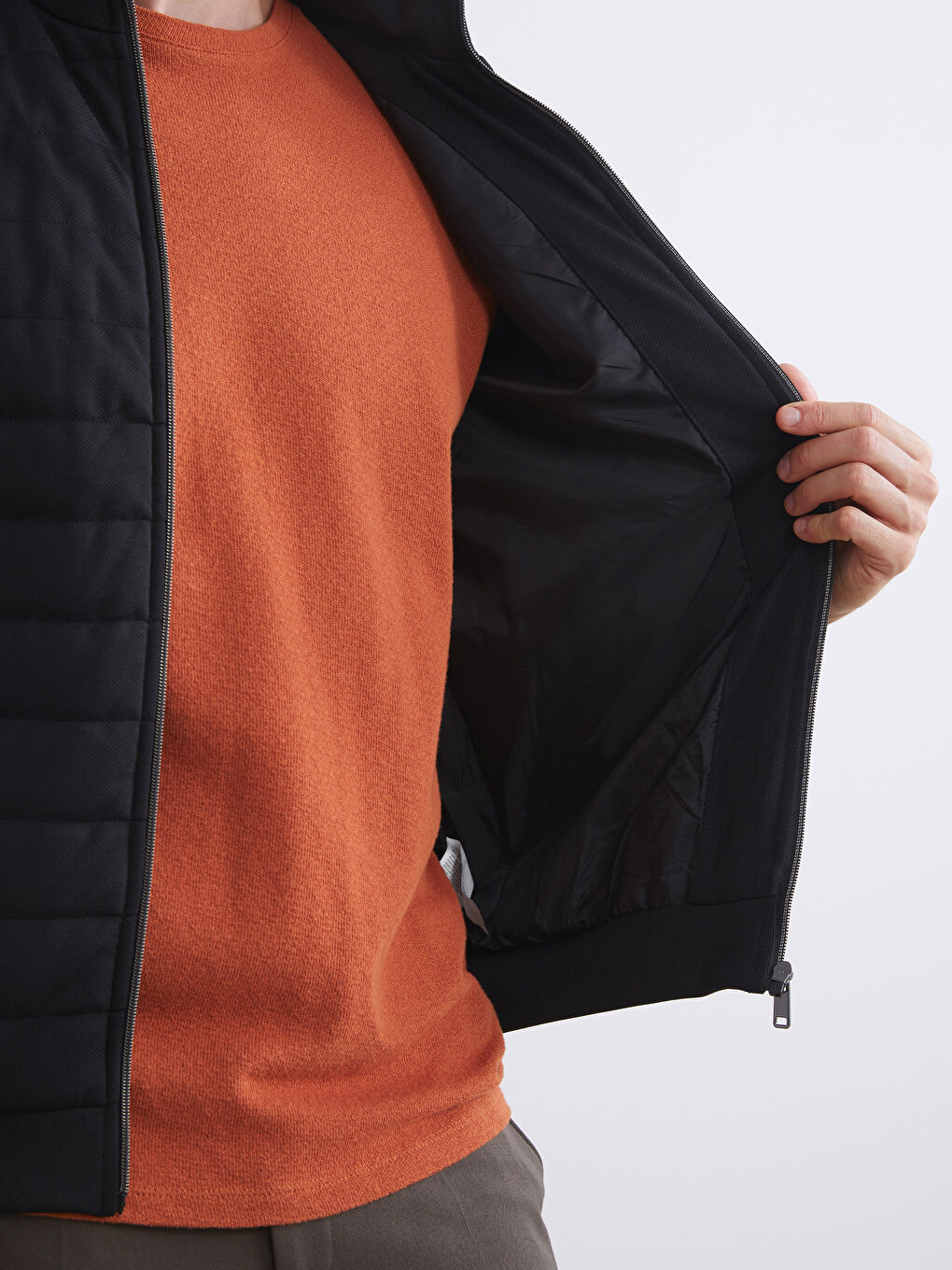 LCW Vision Funnel Neck Quilted Men's Zip-Up Sweatshirt -W55118Z8-CVL