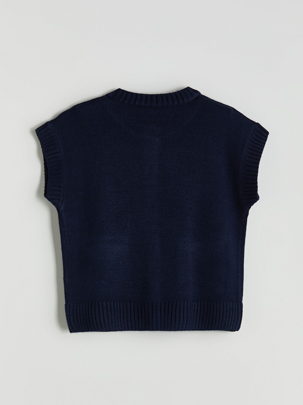 Lacivert Bisiklet Yaka Kız Çocuk Triko Yelek-3