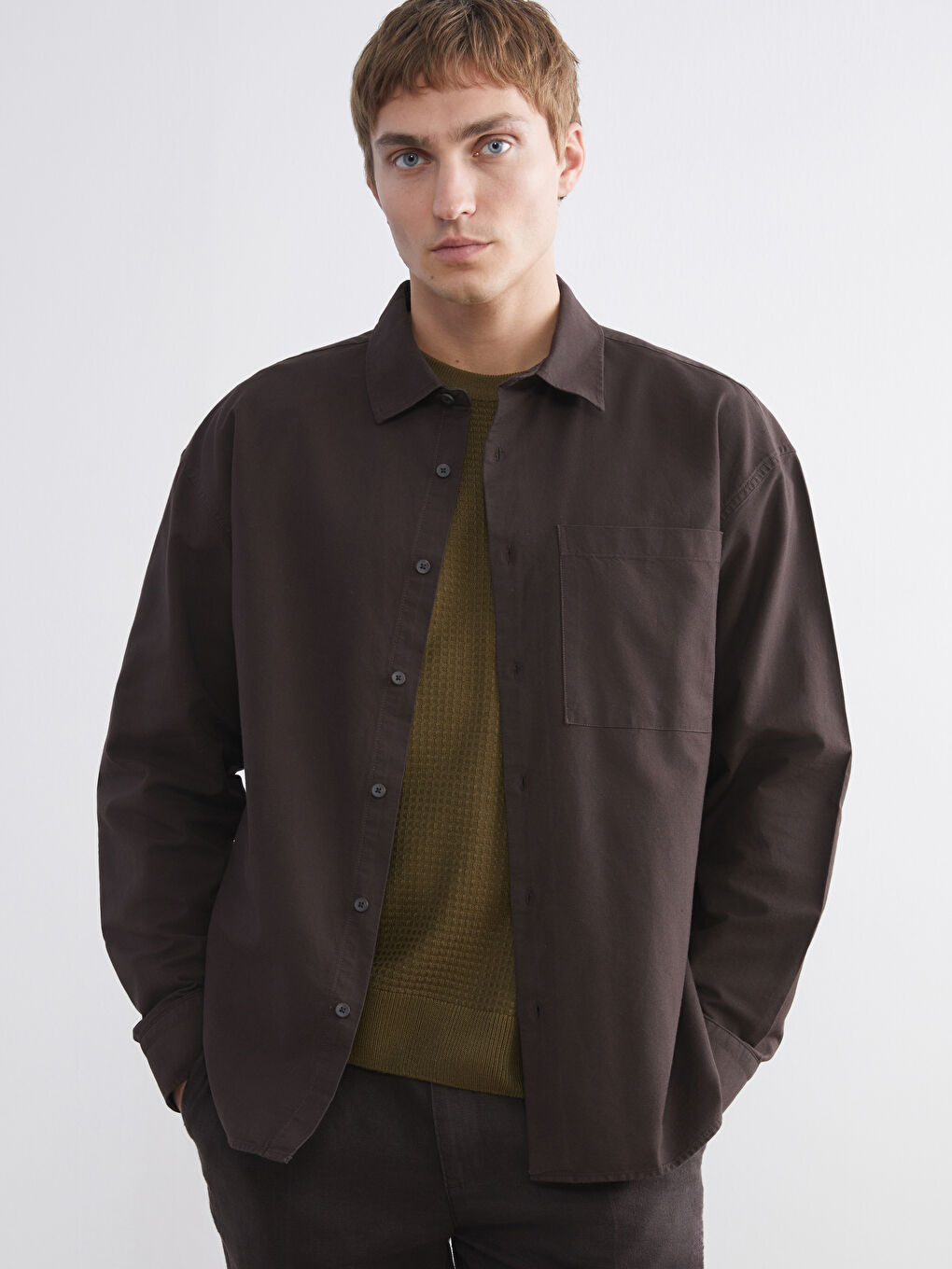 Relaxed Fit Long Sleeve Men's Shirt