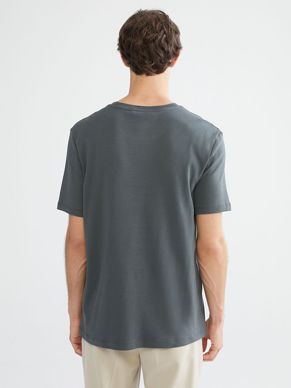 Kahverengi Bisiklet Yaka Baskılı Penye Erkek Tişört-3