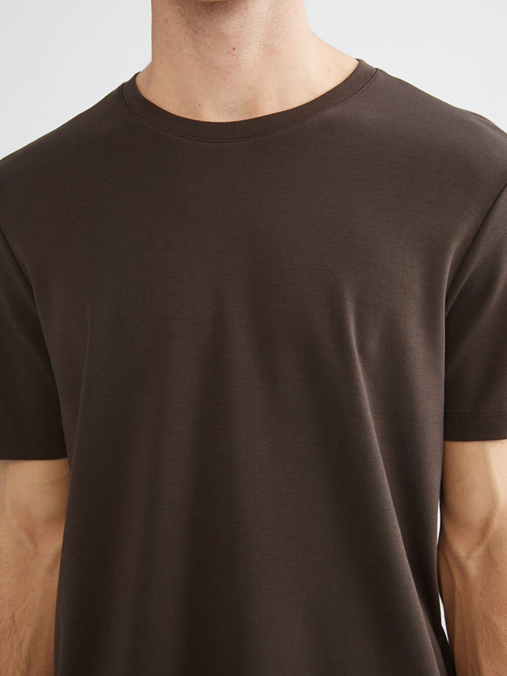 Gri Bisiklet Yaka Baskılı Penye Erkek Tişört-2