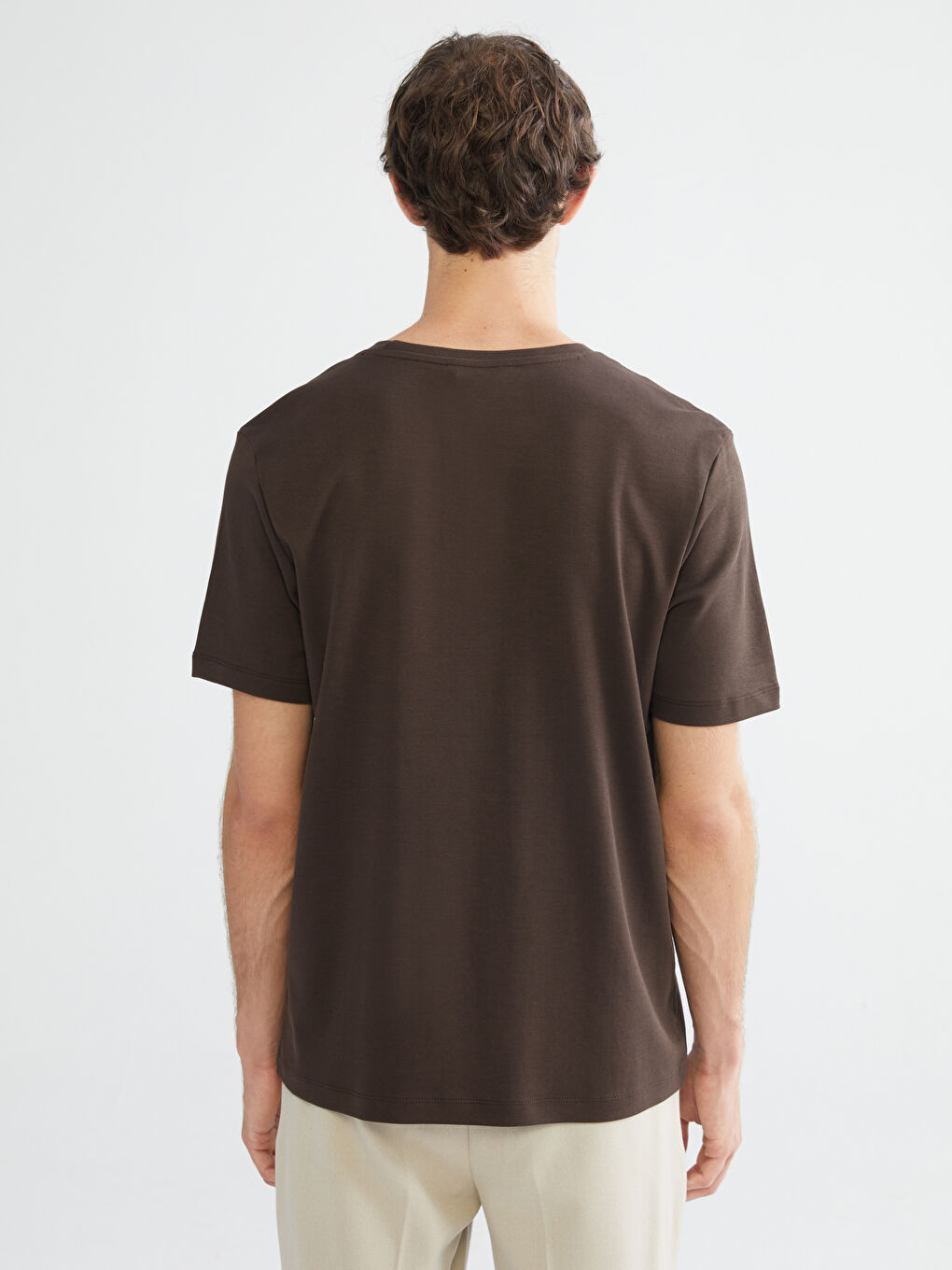 Gri Bisiklet Yaka Baskılı Penye Erkek Tişört-3