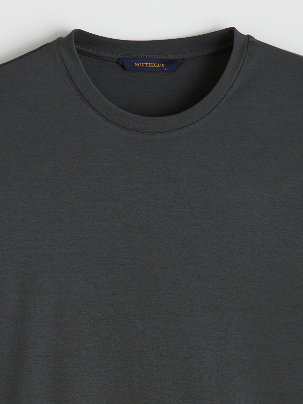 Antrasit Bisiklet Yaka Penye Erkek Tişört-10