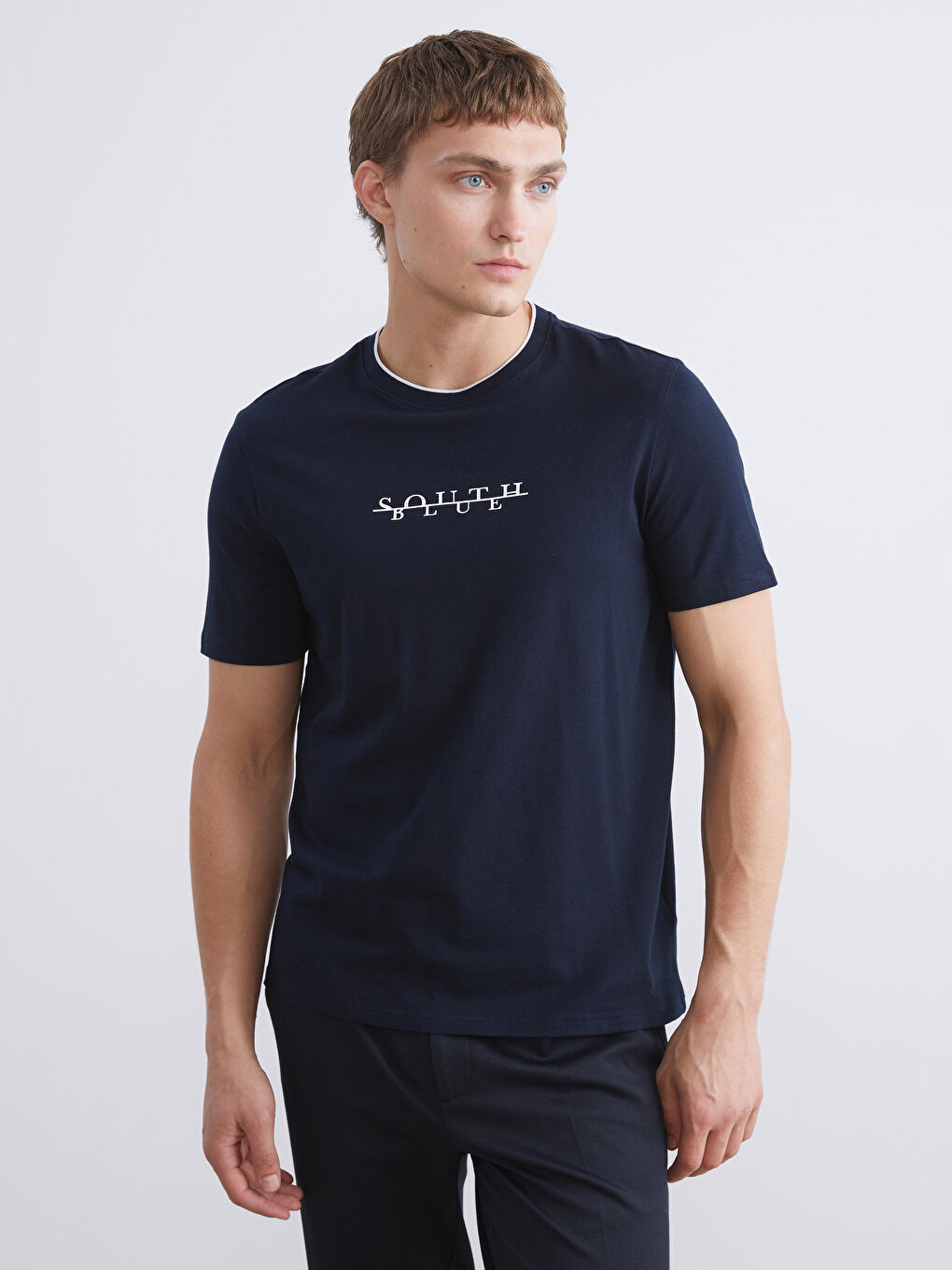 SOUTHBLUE Тениска с кръгло деколте, отпечатана, джърси, за мъже -W55136Z8-RFH