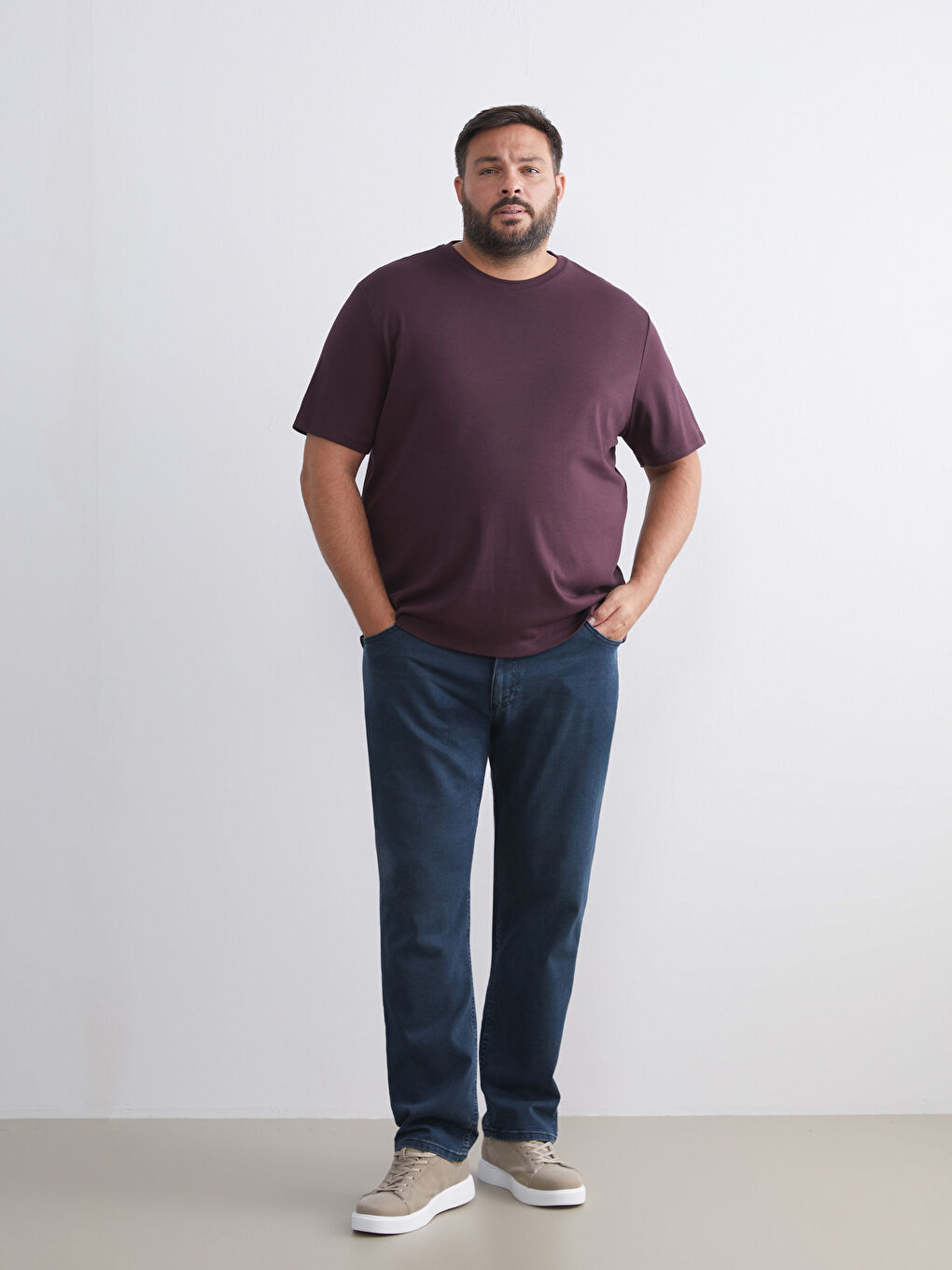 Mürdüm Bisiklet Yaka Baskılı Penye Erkek Tişört-2