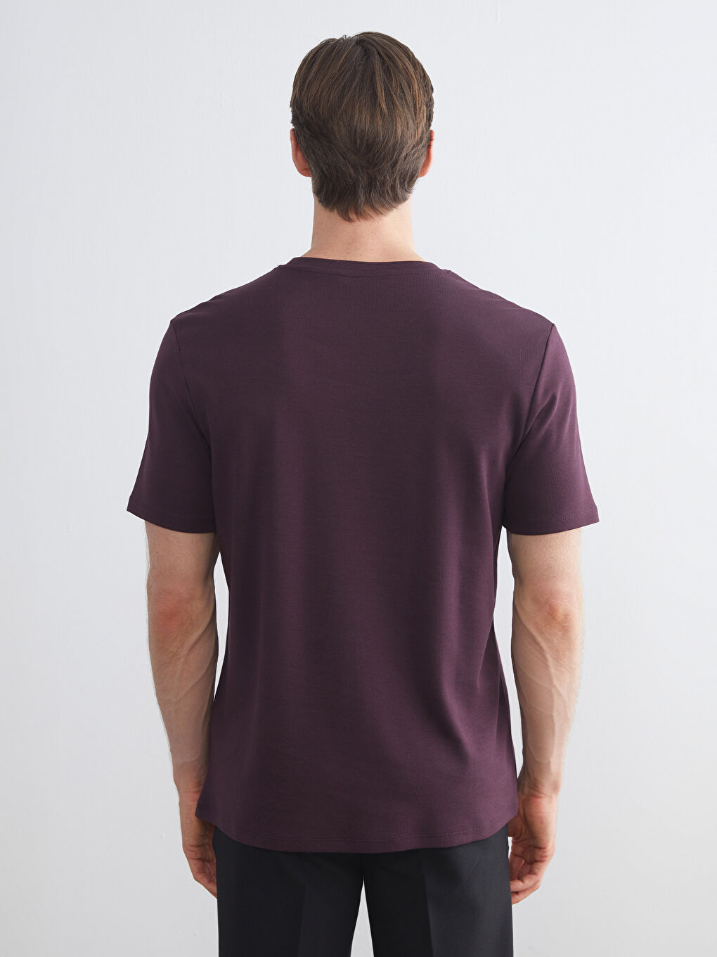 Mürdüm Bisiklet Yaka Baskılı Penye Erkek Tişört-5