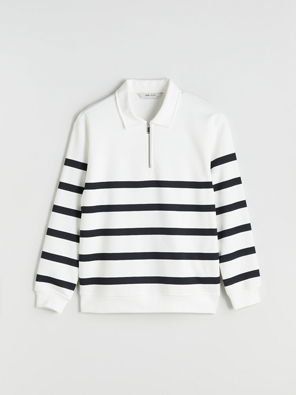 Polo Neck Long Sleeve Striped Men's Sweatshirt-4