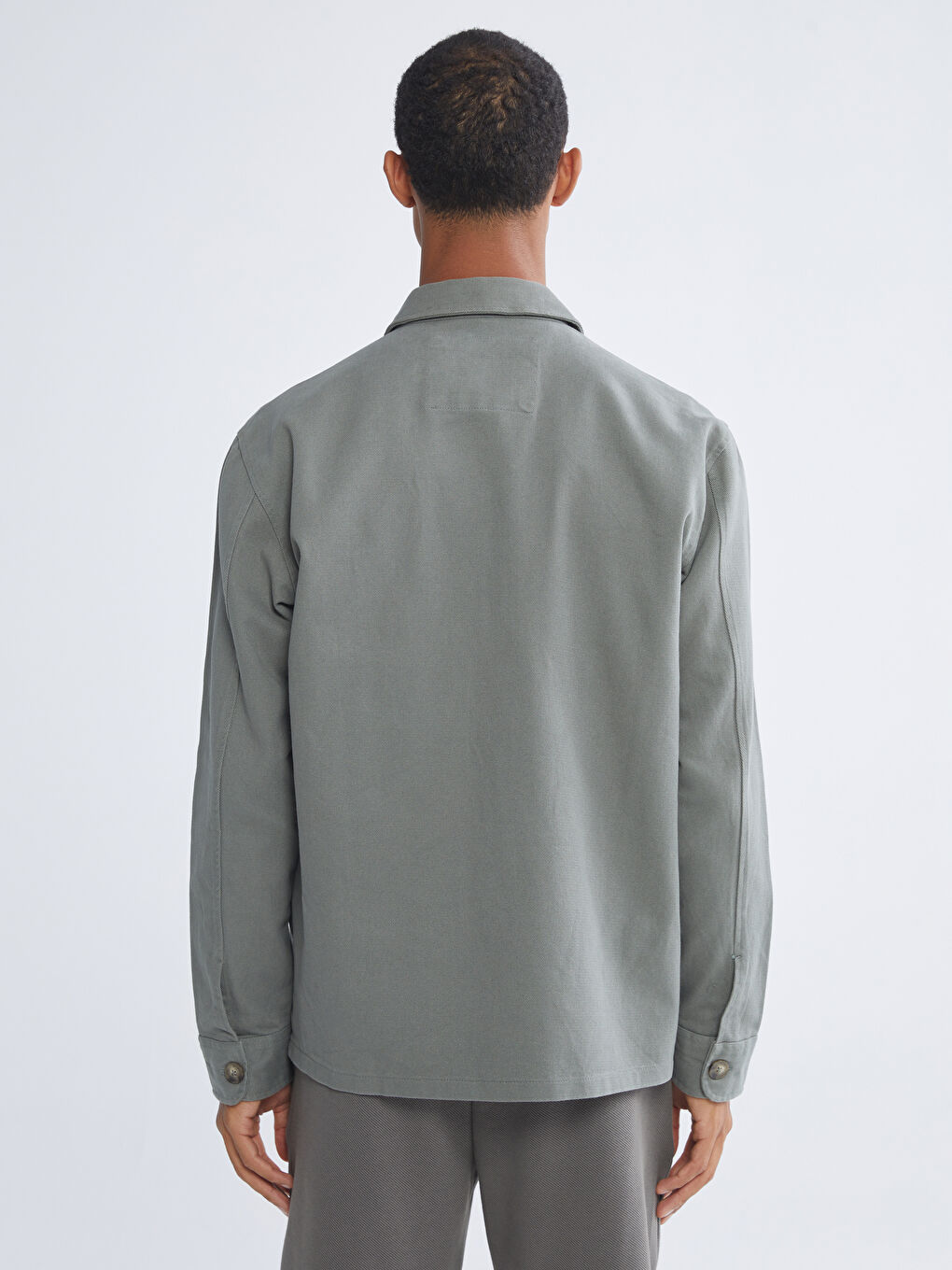 Regulär Sitz Langarm Gabardine Herren Hemdjacke-8