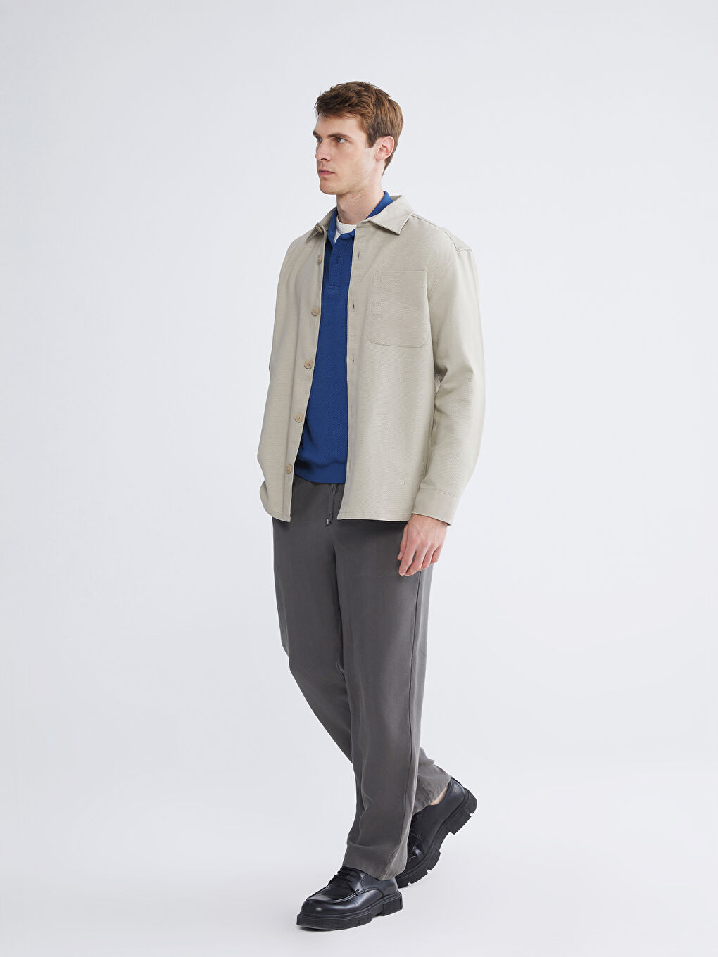 Regular Fit Long Sleeve Gabardine Men's Shirt Jacket-1