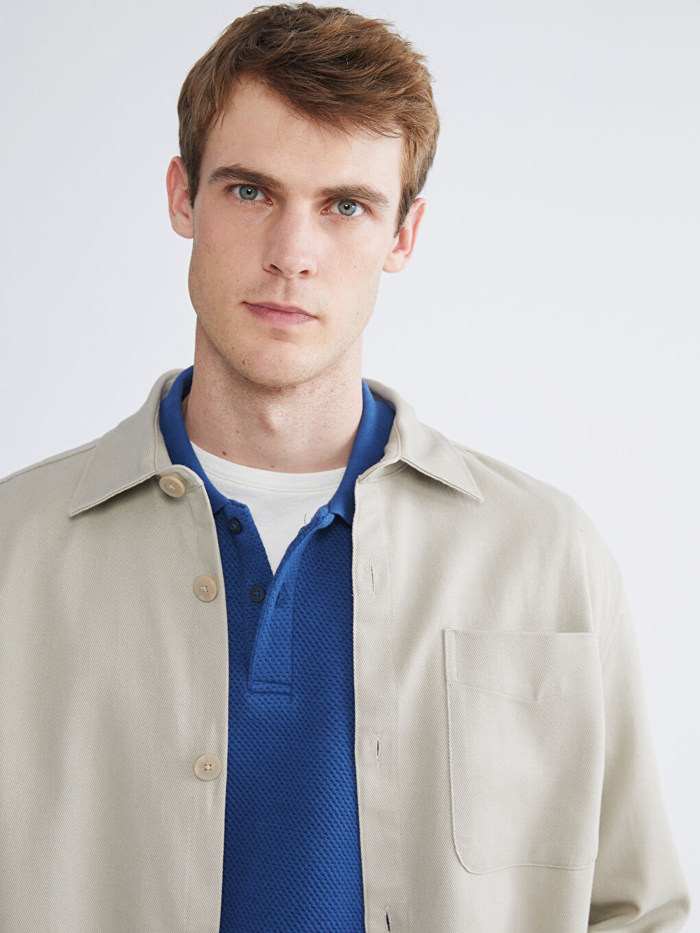 Regular Fit Long Sleeve Gabardine Men's Shirt Jacket-2
