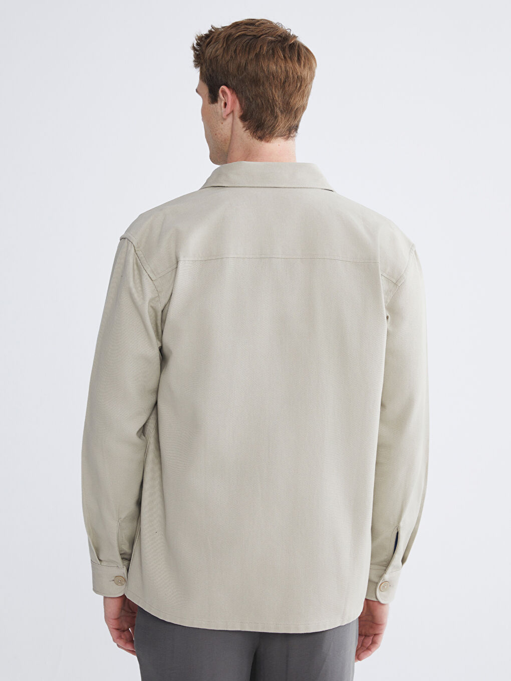 Regular Fit Long Sleeve Gabardine Men's Shirt Jacket-3