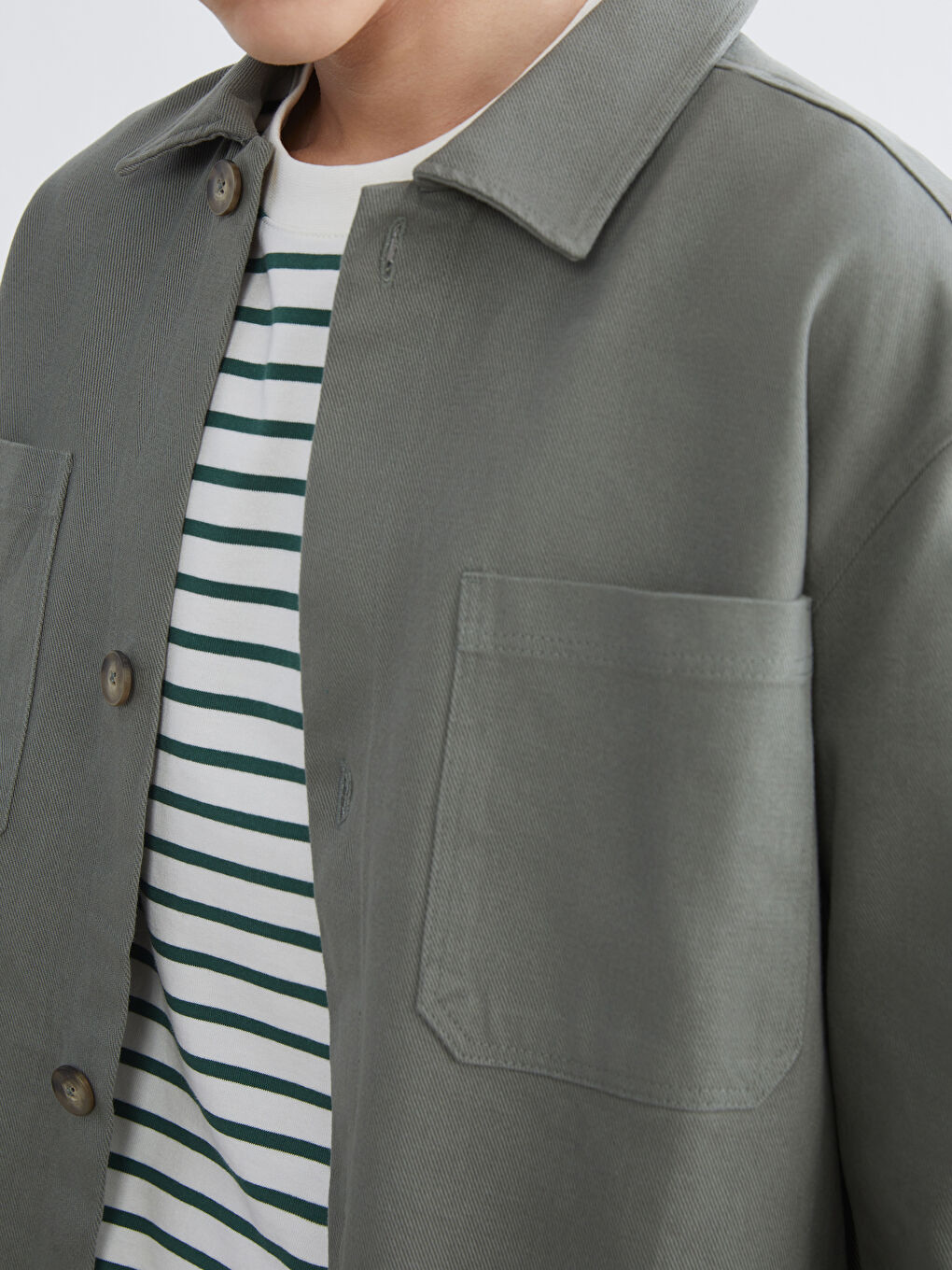 Regulär Sitz Langarm Gabardine Herren Hemdjacke-4