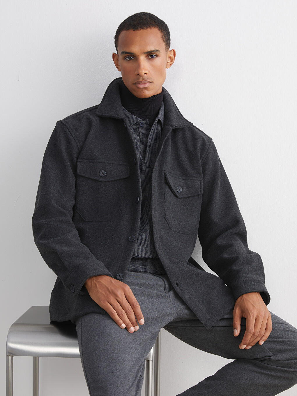 Regular Fit Long Sleeve Cachet Men's Shirt Jacket