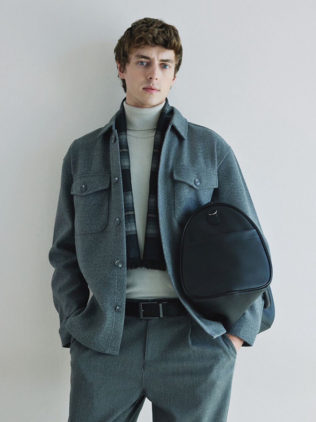 Стандартный крой с длинным рукавом Каше Мужская рубашка-пиджак-1