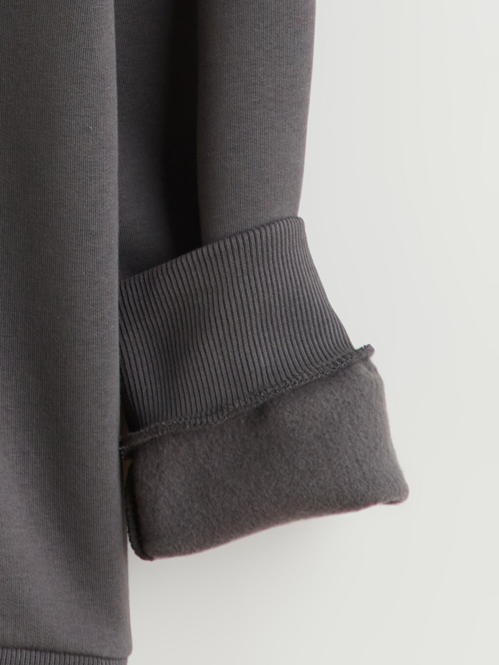 Antrasit Bisiklet Yaka Baskılı Erkek Kalın Sweatshirt-5