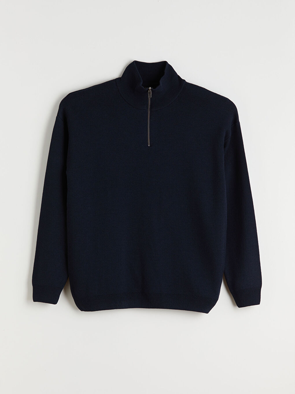 سترة تريكو كم طويل بياقة قمع للرجال-4