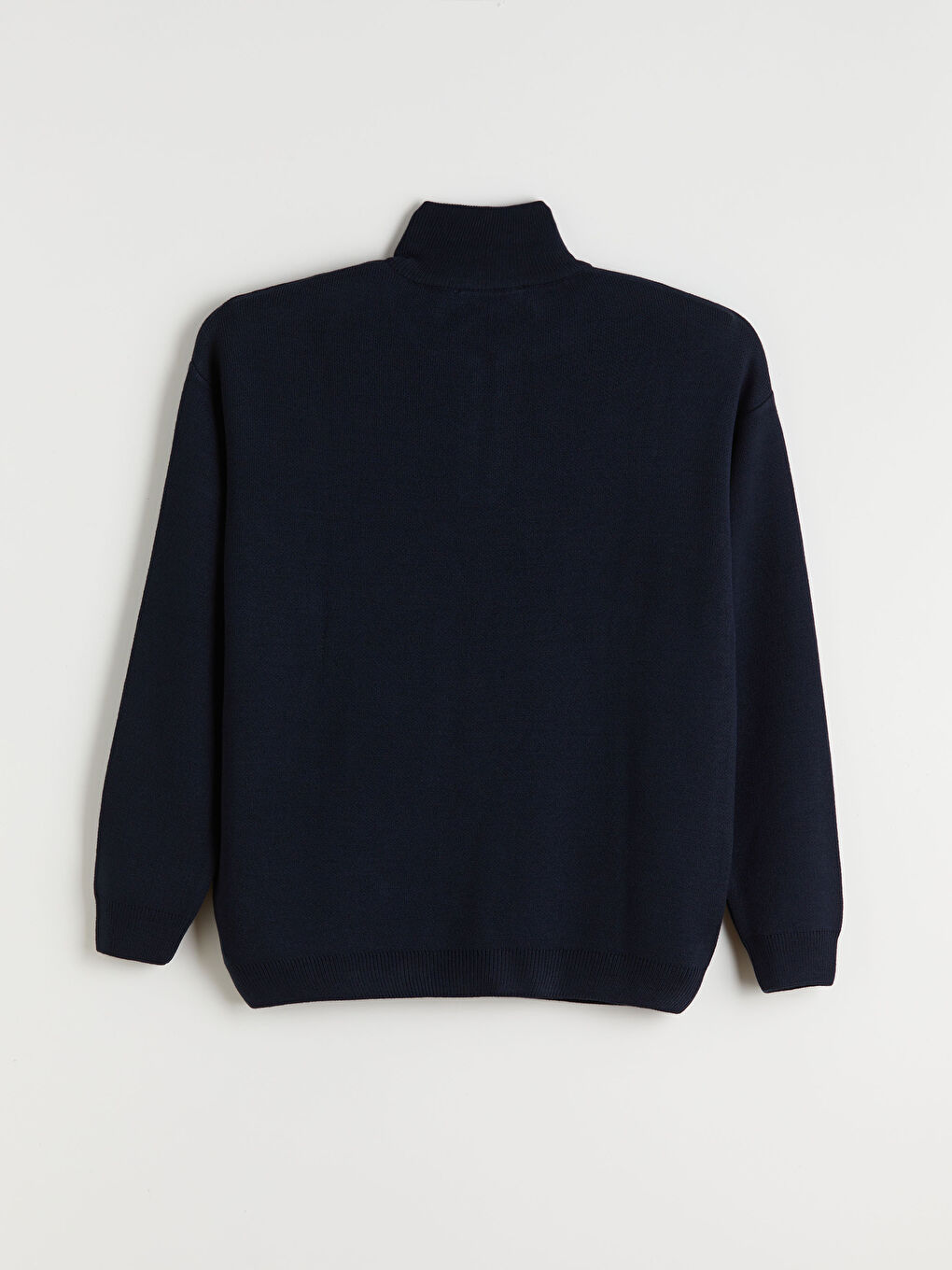 سترة تريكو كم طويل بياقة قمع للرجال-5