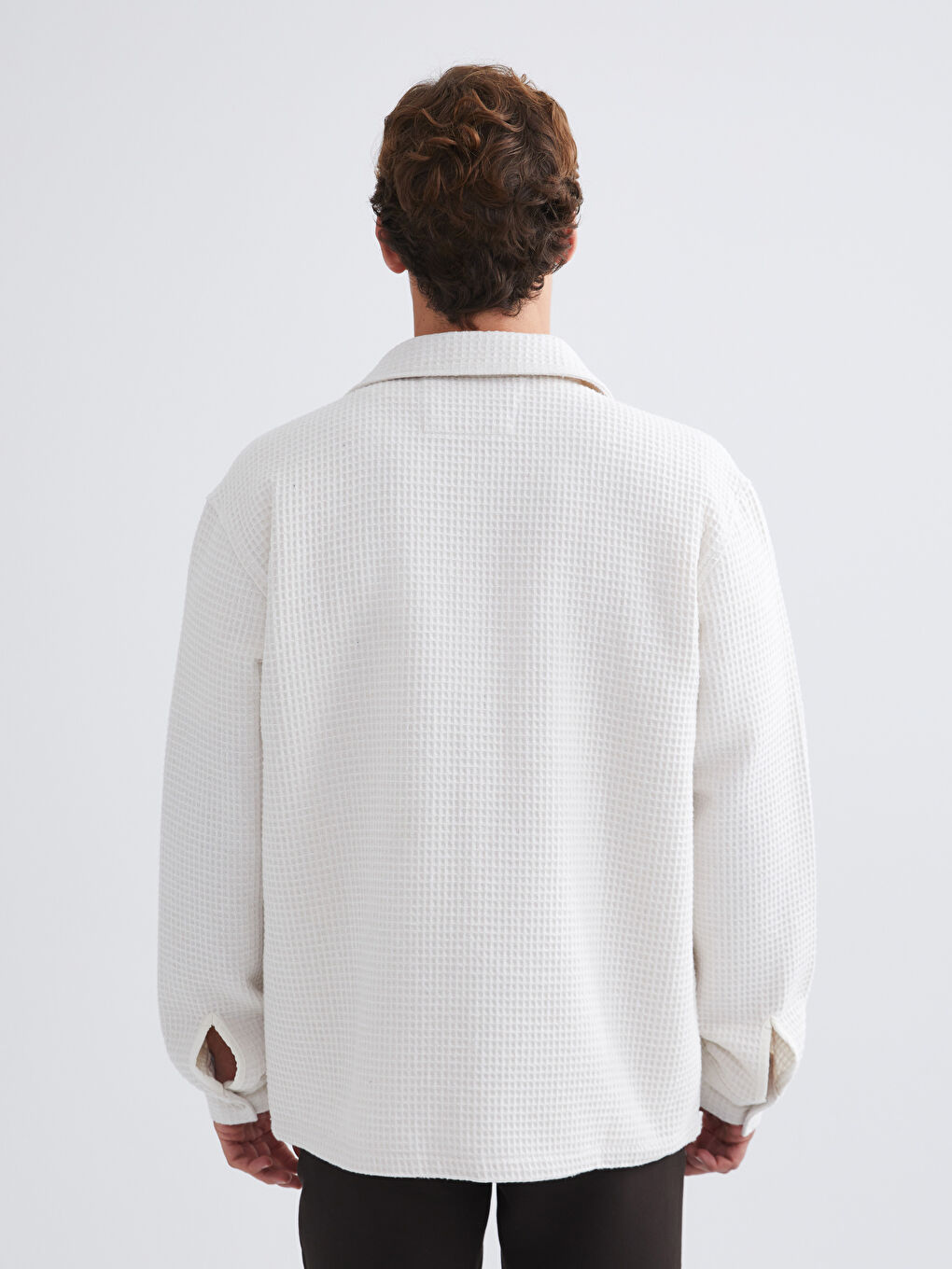 Ekru Regular Fit Uzun Kollu Erkek Gömlek Ceket-4