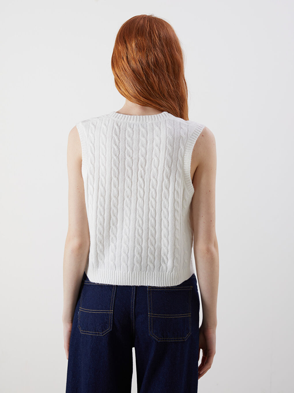 XSIDE V-Neck Embroidered Women's Knitwear Vest -W55173Z8-R9J
