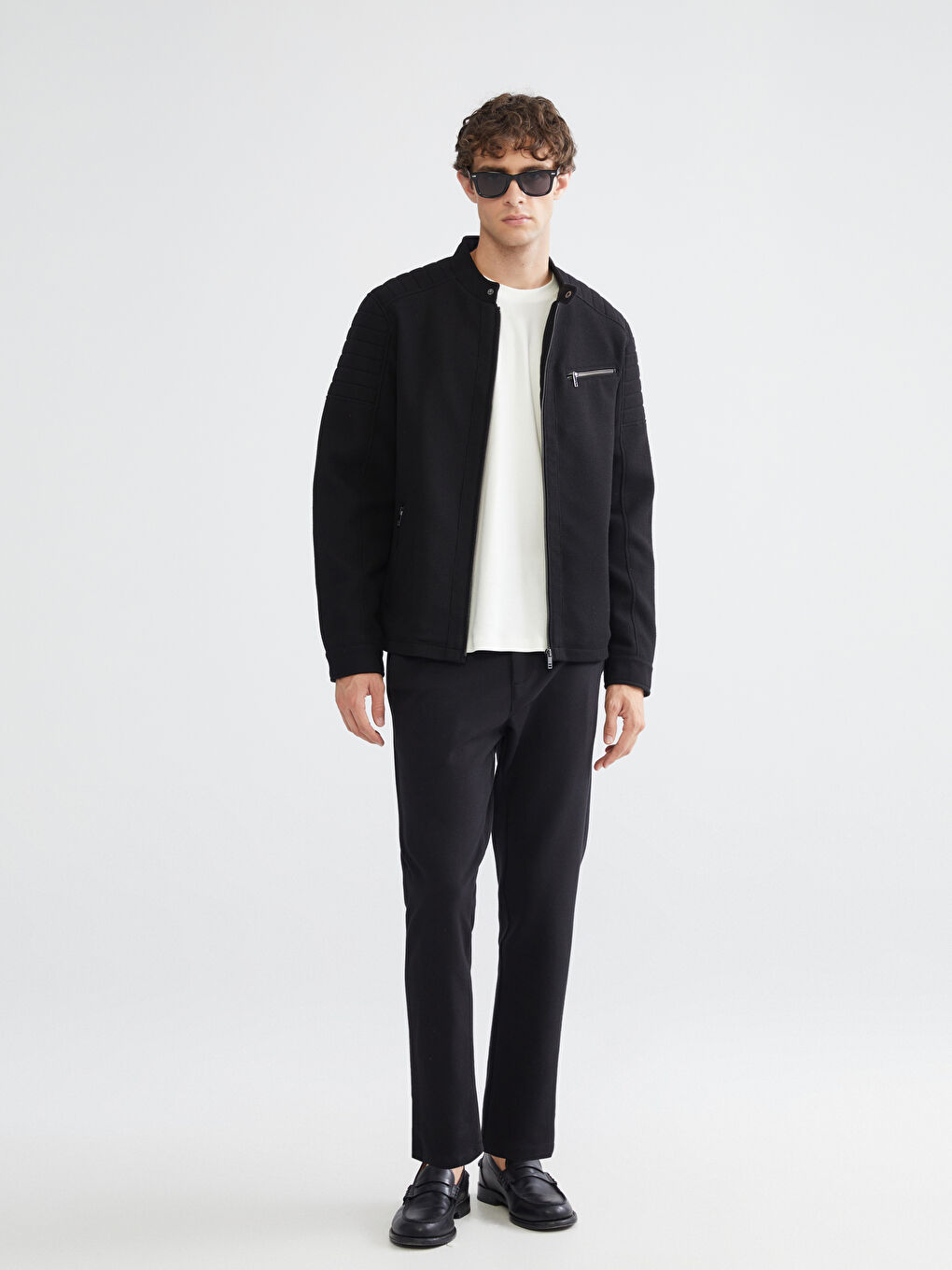 Slim Fit Biker Neck Men's Coat-1