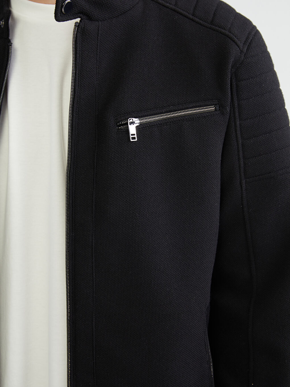 Slim Fit Biker Neck Men's Coat-3