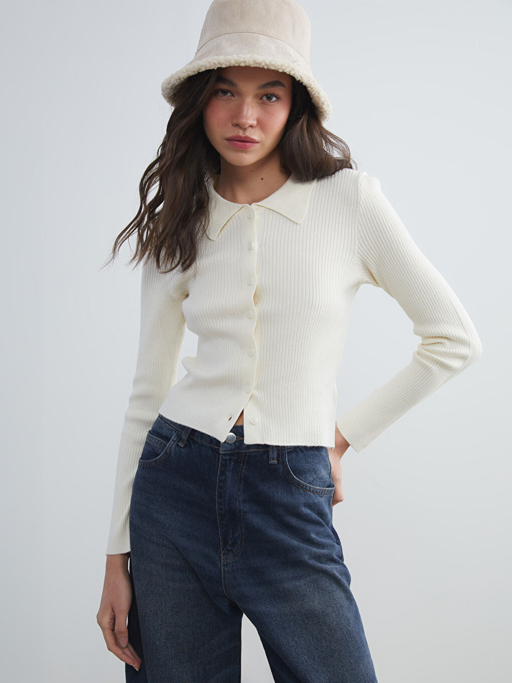 XSIDE Polo Neck Women's Knitwear Cardigan -W55182Z8-R9J