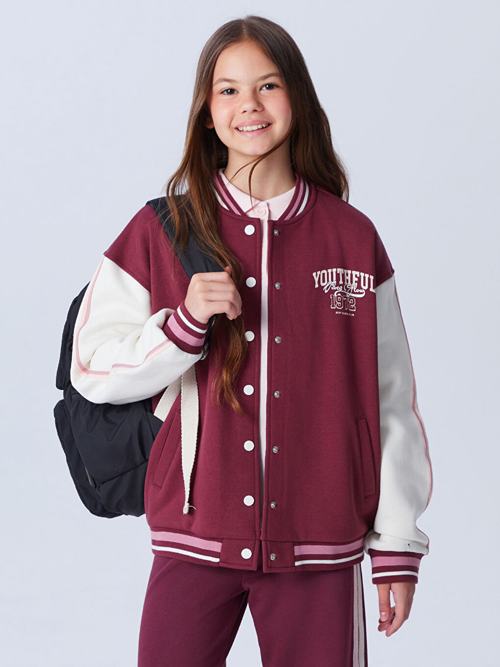 LCW Kids Girl PLUM Bomber Jacket -W55185Z4-YNM