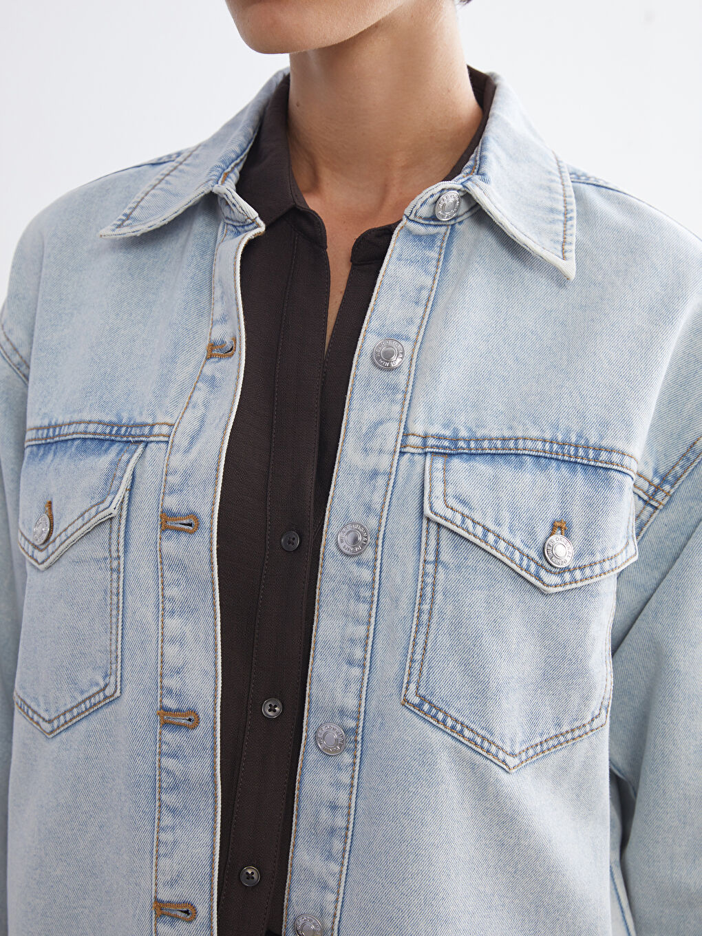 Regular Fit Women's Denim Shirt-2